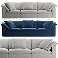 Navy Blue And Light Gray Sectional Sofa With Multiple Soft Cushions 3d model