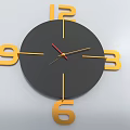 Modern Black Dial Wall Clock with Yellow Numerals Red Second Hand and Gold Hands