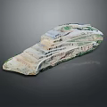 Realistic Wooden Stone Quarry Model Featuring Layered Terraces Green Vegetation And Natural Stone Structure