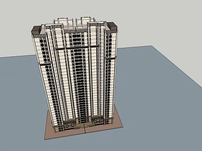 Modern High Rise Residential Building Exterior With Glass Windows And Facade Design 3d model