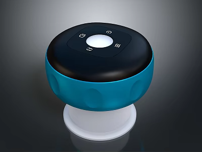 Round Blue And Black Electronic Device With Top LED Light Control Buttons And White Base 3d model