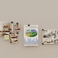 Wall Decor With Interior Scene Photos Small Pictures Charts And Notes On Thumbtacks