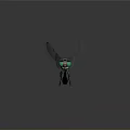 Metallic Green And Blue Dragonfly With Transparent Wings On Gray Background
