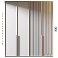 Modern Minimalist Furniture Composition With Vertical Striped Panels And Neutral Colors
