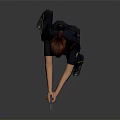 Full Length Portrait Of Woman In Police Uniform Holding Gun In Shooting Stance