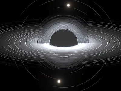 Cosmic Theme Decorative Ornament Set With Circular Rings And Sphere Design For Home Decor 3d model