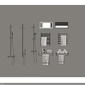 Essential Bathroom Accessories Including Shower Heads Towel Racks Towels Storage Shelves and Heater