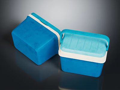 Blue Insulated Storage Containers With White Trim And Secure Lid Design For Daily Use 3d model