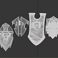 Decorative Shield Collection With Various Ornate Designs And Textured Surfaces 3d model