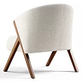 Beige Fabric Single Sofa With Modern Design Comfortable Seat And Wooden X Shaped Legs