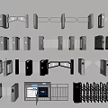 Public Facilities Security Equipment Featuring Various Turnstiles Access Control Systems And Security Gates 3d model