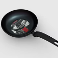 Stylish Black Frying Pan With Decorative Pattern And Black Handle For Kitchen Cookware 3d model