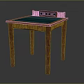 Handcrafted Wooden Table With Smooth Blue Tabletop And Intricate Carved Legs For Home Decor Accent