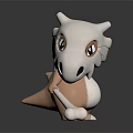 Cute Cartoon Creature Character With White Head Brown Body Holding Bone