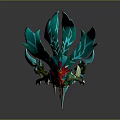 Red Haired Female Character in Feathered Attire with Symbiotic Green Blue Spiked Creature