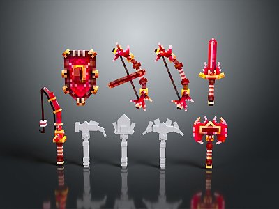 Cold weapons Sword Axe Hook Fork Spear Trident Melee Weapon Military 3d model