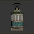 Vintage Tram Model With Green Beige Body And Roof Pantograph Detailed Design