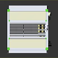 Modern Light Colored Storage Cabinet With Multiple Panels And Green Accents For Home Organization