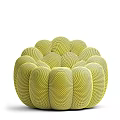 Unique Woven Single Sofa In Yellow And Blue With Textured Modern Design
