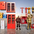 Essential Fire Equipment Collection Featuring Fire Cabinets Extinguishers Hydrants and Uniformed Firefighters 3d model