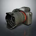 Sony Alpha Digital Camera With Damaged Lens Hood And Black Body Design
