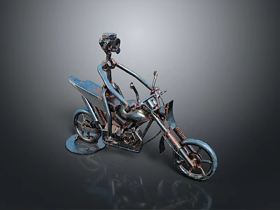 Artistic Metal Bicycle Sculpture With Human Figure And Detailed Craftsmanship 3d model