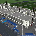 Modern Building Construction Site With Multiple Cranes Parking Lot And Road 3d model