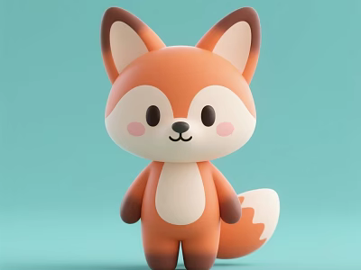 Cute Orange White Fox Plush Toy With Brown Ears Pink Cheeks Light Green Background 3d model