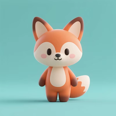 Cute Orange White Fox Plush Toy With Brown Ears Pink Cheeks Light Green Background 3d model