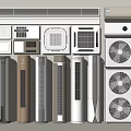 Assorted Styles of Air Conditioners and Fans Including Wall Mounted Tower and Cabinet Units