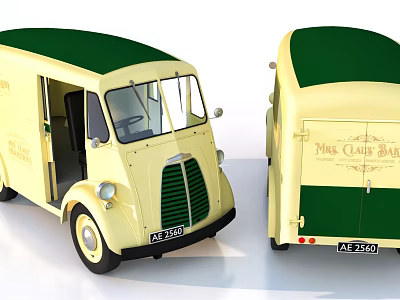 Vintage Mrs Clara's Bakery Van With Green Roof And Yellow Body 3d model