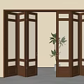 Modern Wooden Folding Doors With Glass Panels And Grid Design In Interior Space