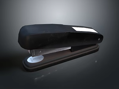 Black Office Stapler With White Accent And Round Base For Workspace And Daily Use 3d model