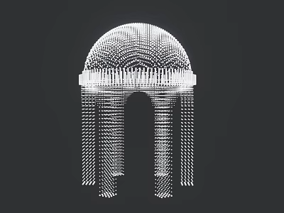 Abstract White Dot Matrix Arch Structure With Geometric Design On Black Background 3d model