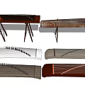 Traditional Chinese Guzheng Musical Instrument With Various Styles Shown In Different Angles