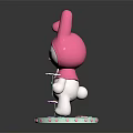 Pink Rabbit Shaped Furniture Decor With Pink Hat White Body Green Base And Small Flower