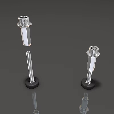 Industrial Metal Components With Threaded Top Cylindrical Body And Black Base 3d model