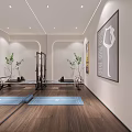 Modern Fitness Studio Interior With Neatly Arranged Pilates Reformer Equipment Large Windows And Wooden Floors