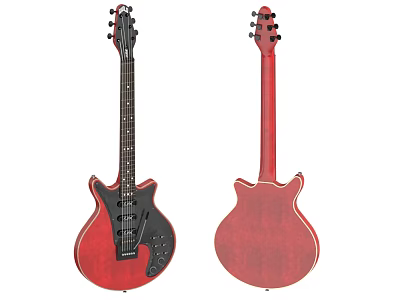 Musical Instruments Red Electric Guitars Front And Back View With Classic Design And Detailed Appearance 3d model