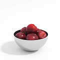 White Ceramic Bowl Filled With Fresh Red Plums On Simple Background