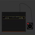 Retro Video Game Console With Wooden Panel Base And Joystick Controller