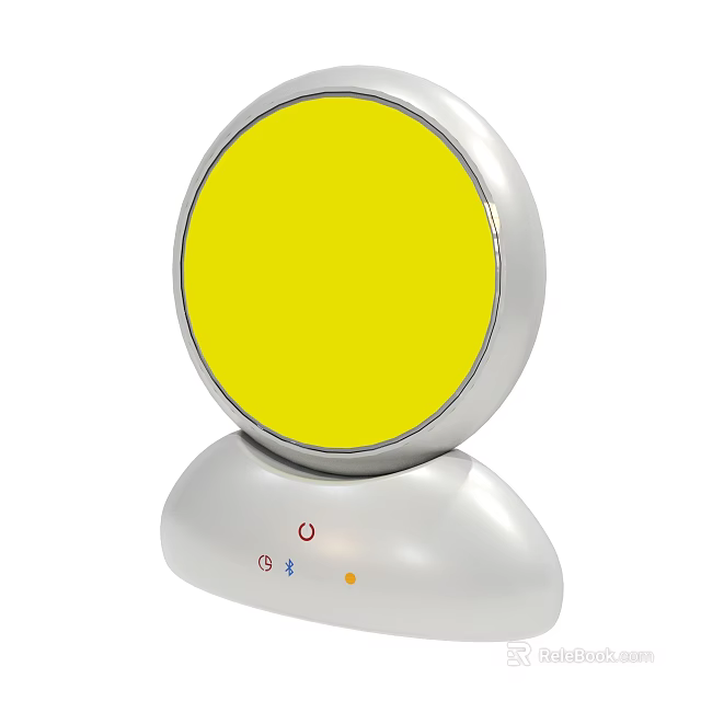 Yellow Circular Panel Device With White Base And Control Buttons 3d model 