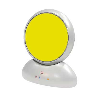 Yellow Circular Panel Device With White Base And Control Buttons 3d model