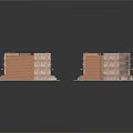 Red Brick Commercial Street With Two Rows Of Buildings And White Roofs