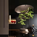 Luxury Hotel Lobby Interior With Hanging Green Plant Modern Chandelier And Sofa