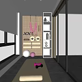 Indoor Fitness Area With Wall Mounted Training Equipment Yoga Ball Dumbbells Wooden Wall Storage Cabinets