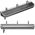 Stainless Steel Long Washbasin With Three Faucets For Public Restroom Facilities