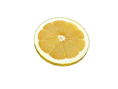 Bright Yellow Fresh Ripe Lemon Sliced Open Showing Juicy Pulp And Seeds 3d model