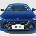 Blue Modern Sedan Car With Stylish Front Grille And Sleek Headlights