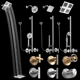 Faucet shower system gold chrome sanitary shower 3d model